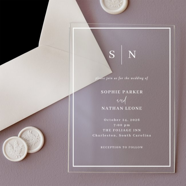 Minimal And Chic | White Border Wedding Acrylic Invitations