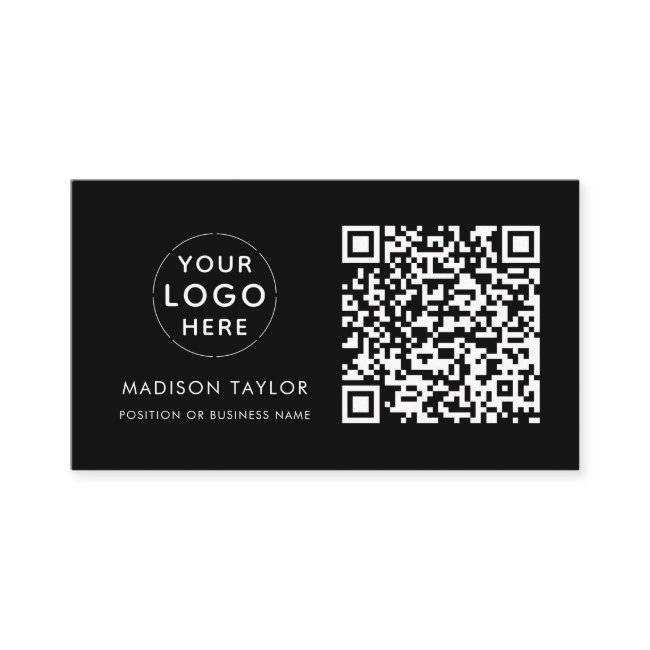 Minimal Custom Company Logo Qr Code Basic Black Business Invitations