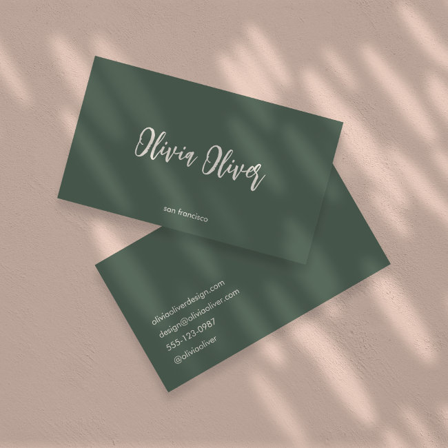 Minimal Dark Sage Script Calligraphy Chic Modern Business Invitations