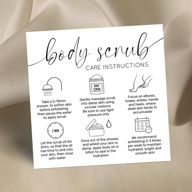 Minimal Elegant Black White Body Scrub Care Invitations