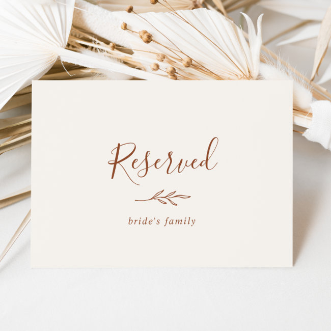 Minimal Leaf | Boho Cream Reserved Sign