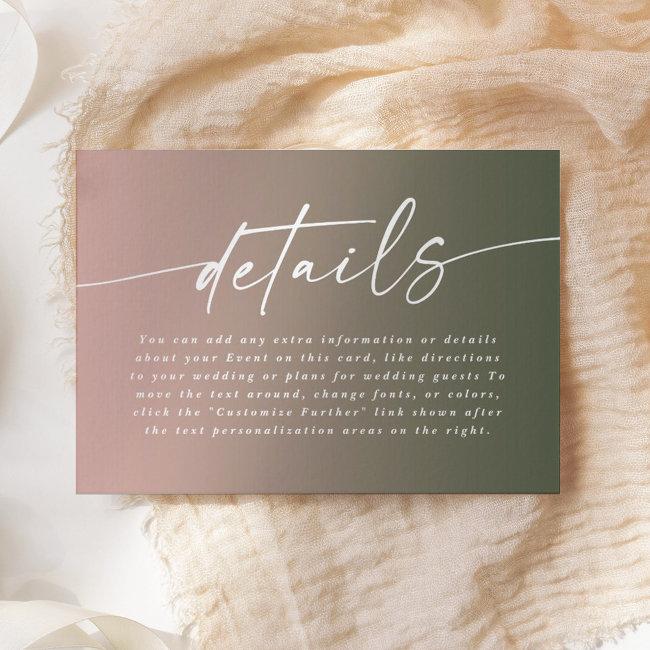 Minimal Pink & Hunter Ombre Fade Wedding Details Enclosure Invitations