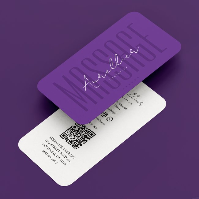 Minimal Royal Purple Podiatrist Massage Therapist Business Invitations