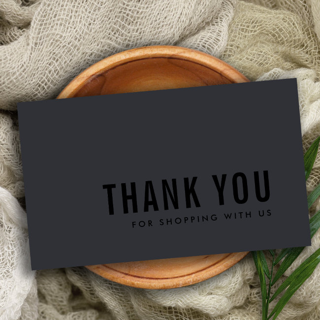 Minimal Simple Black On Black Thank You Shopping Business Invitations