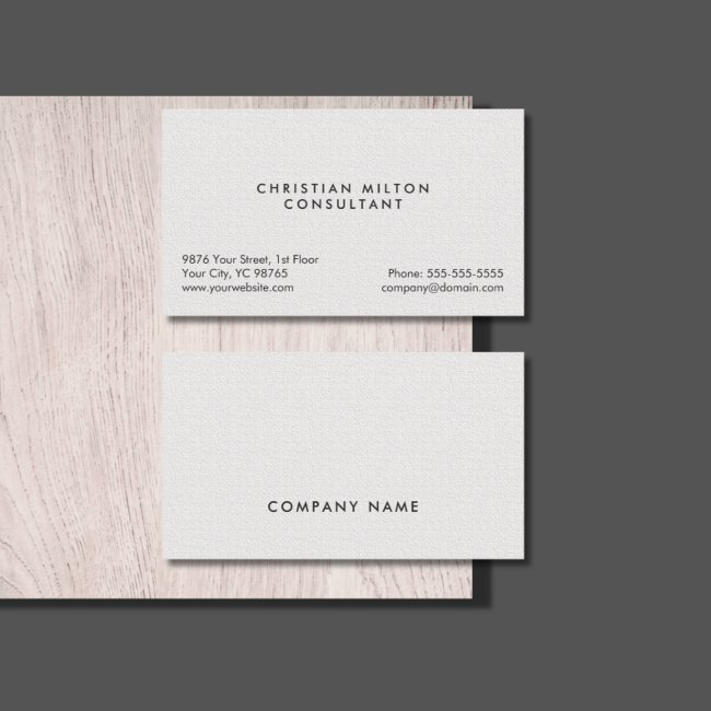 Minimal Simple Elegant Texture White Consultant Business Invitations