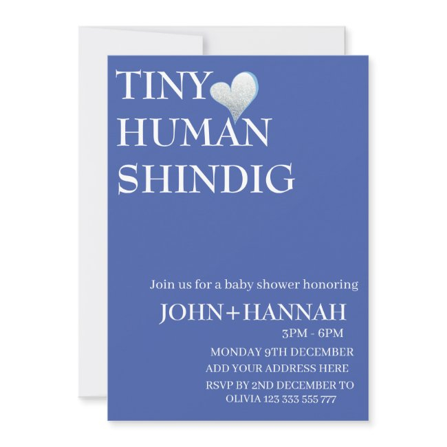 Minimal Tiny Human Shindig Funny Co-ed Baby Shower Invitation