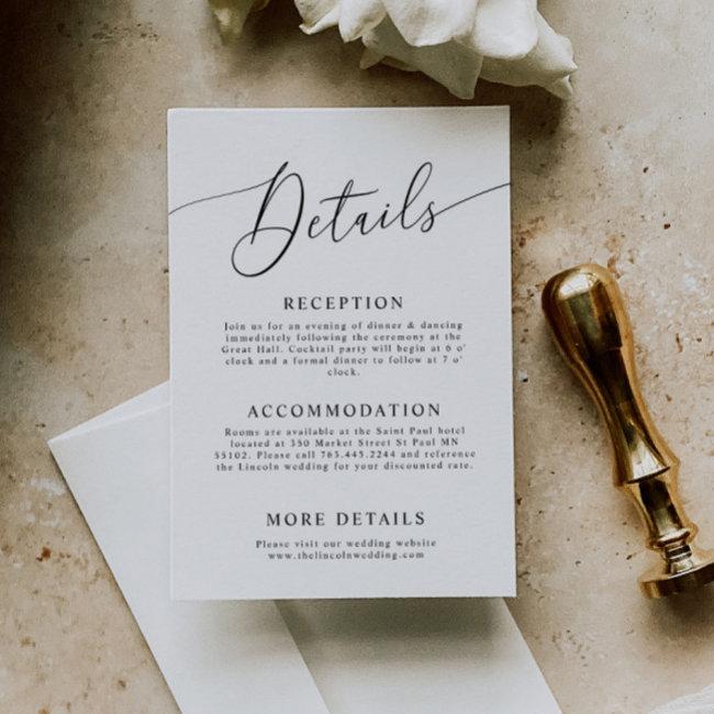 Minimal Wedding Details Enclosure Invitations