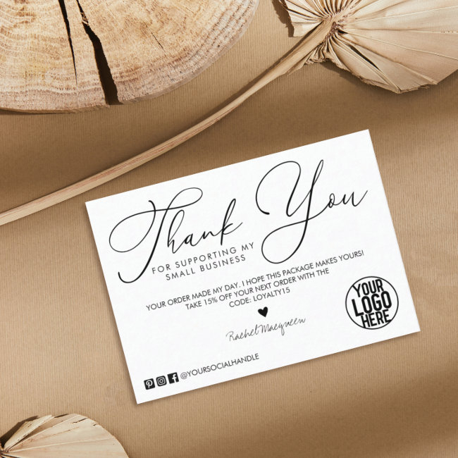Minimal White Black Script Customer Thank You Business Invitations