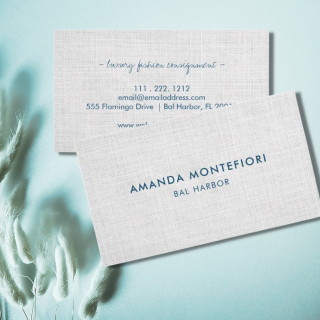 Minimal White Linen Texture Modern Professional Business Invitations