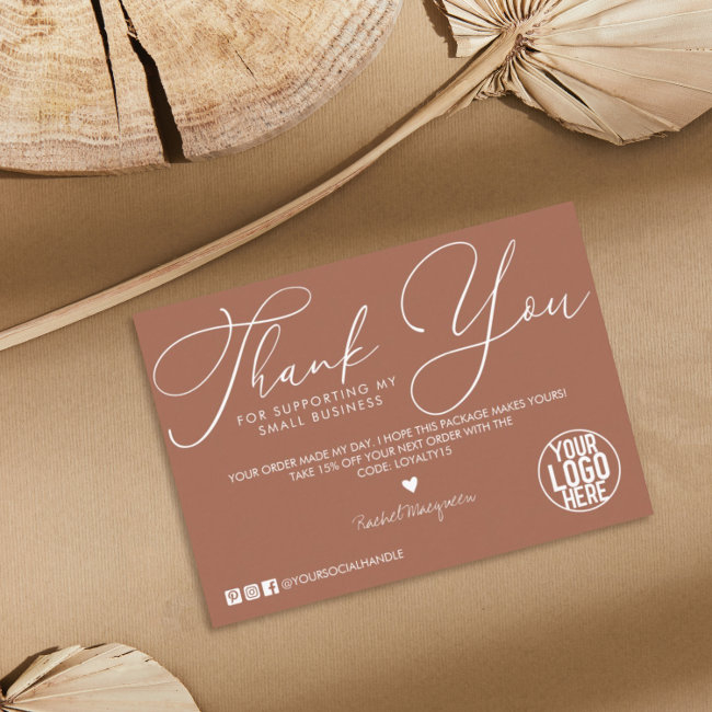 Minimal White Terracotta Script Customer Thank You Business Invitations