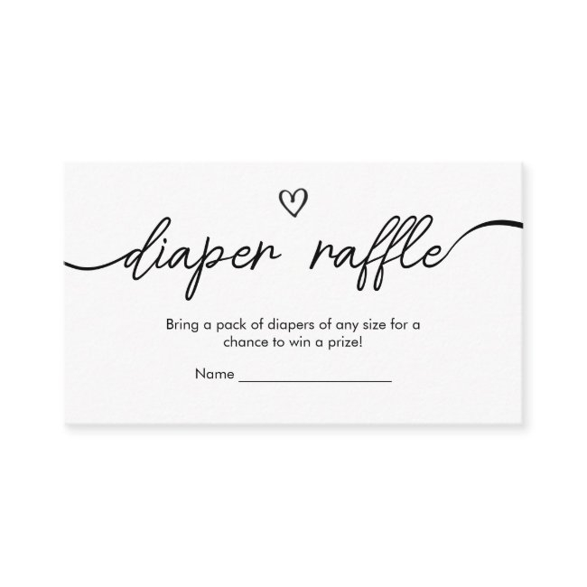 Minimalist Black And White Diaper Raffle Enclosure Invitations