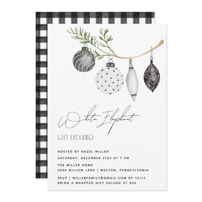 Minimalist Black And White Elephant Invitation