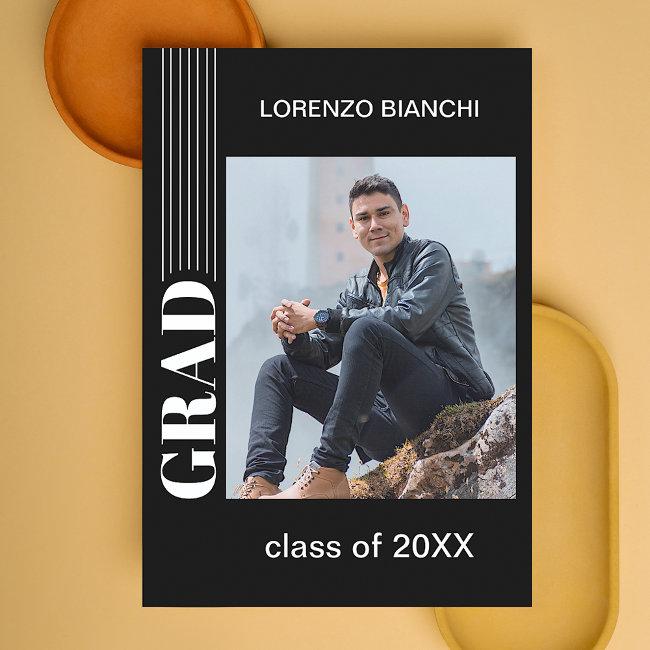Minimalist Black And White Graduation Announcement Postinvitations