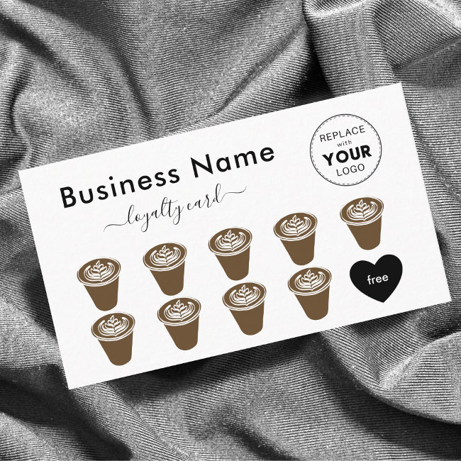 Minimalist Elegant Brown Coffee Cups Add Your Logo Loyalty Invitations