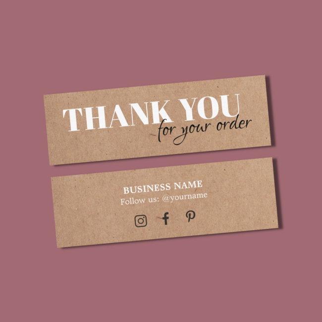 Minimalist Elegant Printed Kraft White Thank You Mini Business Invitations
