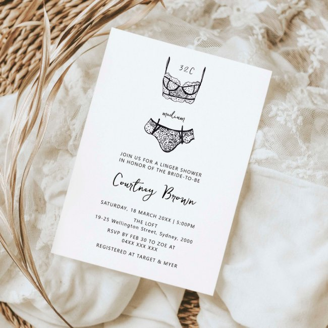 Minimalist Hand Drawn Lingerie Shower Invitation