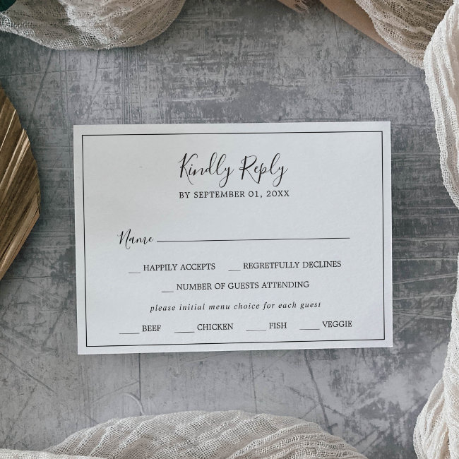 Minimalist Horizontal Menu Choice Rsvp Invitations
