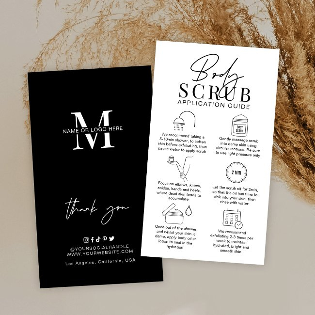 Minimalist Logo Sugar Body Scrub Application Guide Business Invitations