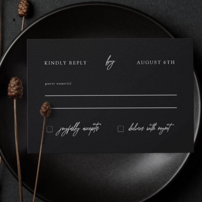 Minimalist Modern Black And White Wedding Rsvp Invitations