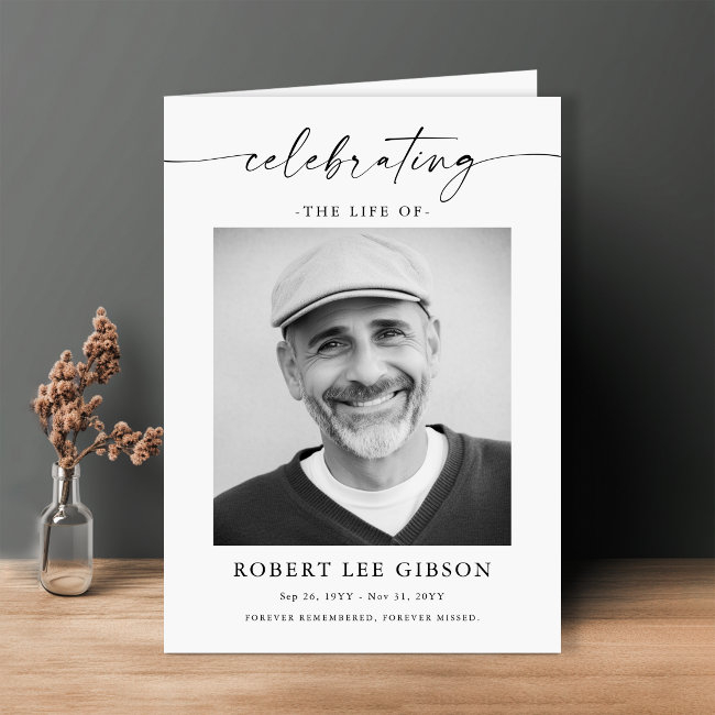Minimalist Photo Funeral Order Of Service Folded Program