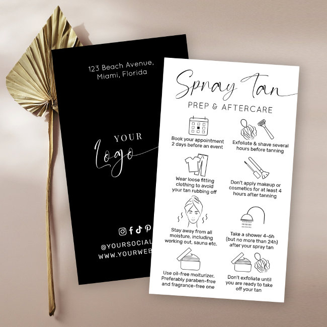 Minimalist Tanning Salon Aftercare Instructions Business Invitations