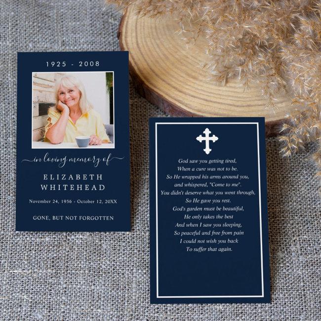 Minimalistic Photo Funeral Prayer Navy Invitations