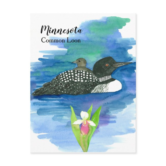 Minnesota Common Loon Watercolor Lake Postinvitations