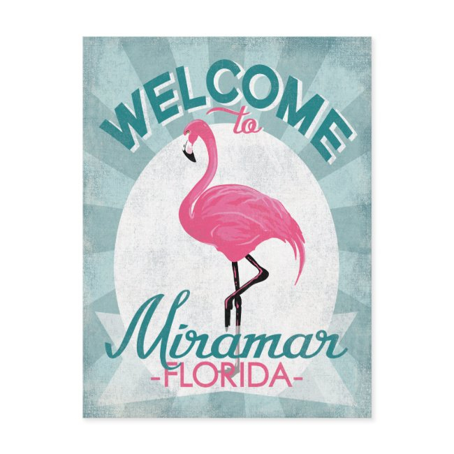 Miramar Florida Pink Flamingo Retro Postinvitations