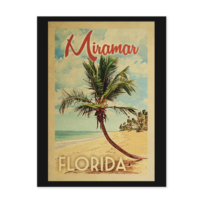Miramar Palm Tree Vintage Travel Postinvitations