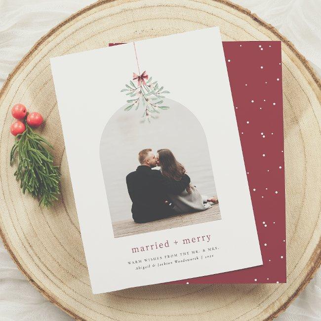 Mistletoe Magic | Minimalist Arch Photo Christmas Holiday Invitations
