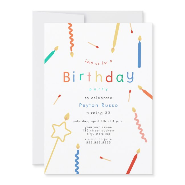Mix + Match Candles & Matches Birthday Invitation