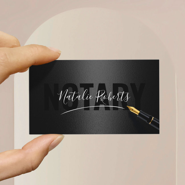 Mobile Notary Service Signature Black & Rose Gold Business Invitations