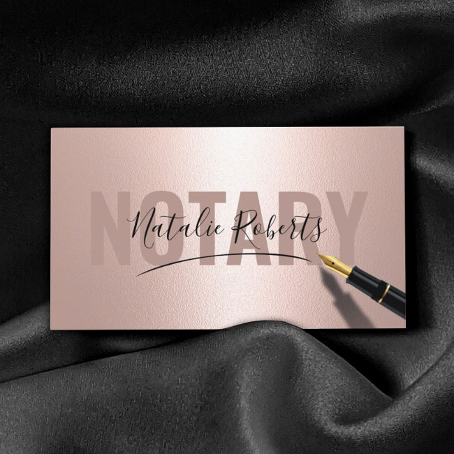 Mobile Notary Service Signature Modern Rose Gold Business Invitations