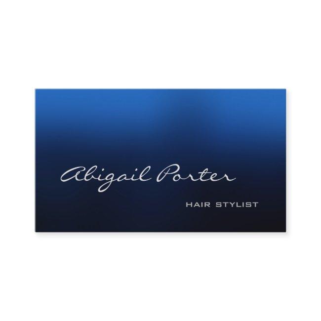 Moden Blue Handwriting Script Hair Stylist Business Invitations