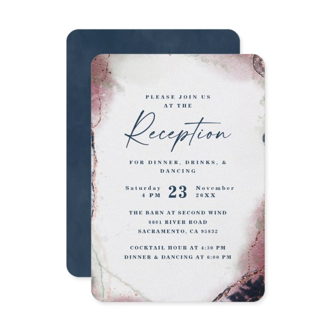 Modern Abstract Burgundy & Navy Wedding Reception Enclosure Invitations