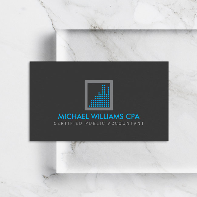 Modern Accountant, Financial Logo Blue/dark Gray Business Invitations