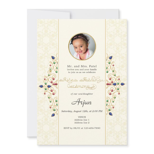 Modern Annaprashan First Rice Ceremony Photo Invitation