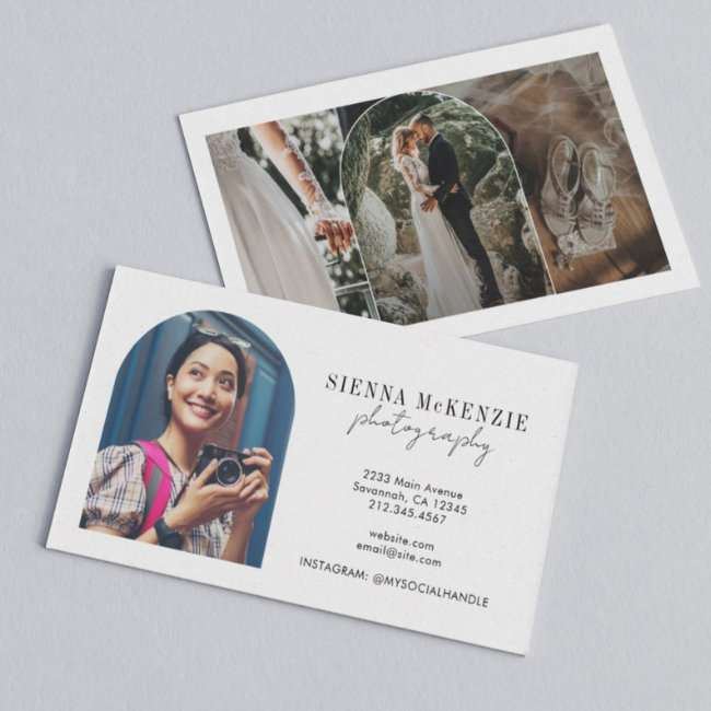 Modern Arch Script Photography Professional Business Invitations