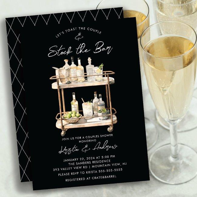 Modern Bar Cart Couples Shower Invitation