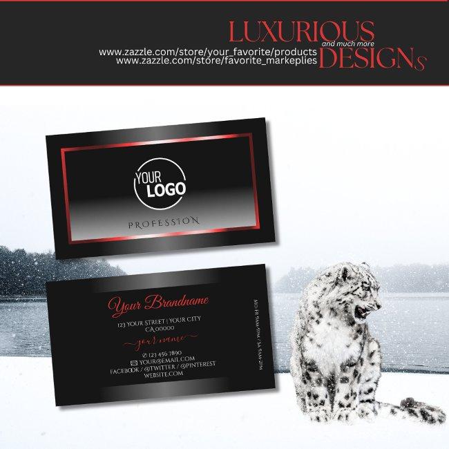 Modern Black And White Gradient Red Frame Add Logo Business Invitations