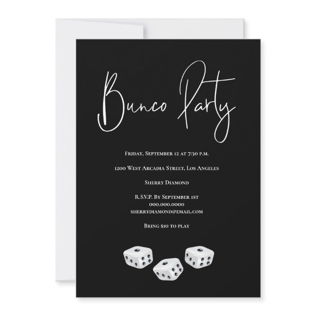 Modern Black White Bunco Party Invitation