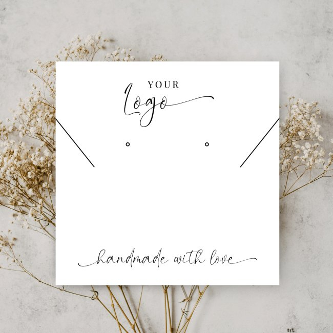 Modern Black & White Logo Earrings Jewelry Display Square Business Invitations
