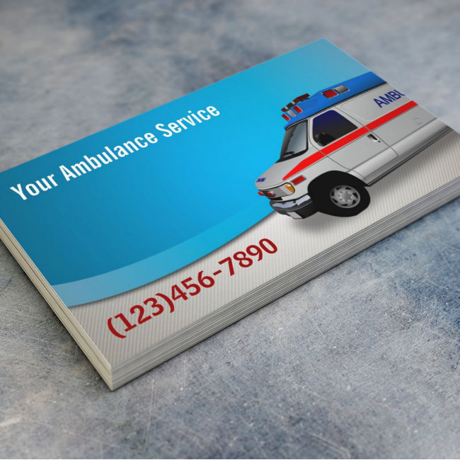 Modern Blue Curve Ambulance Service Business Invitations