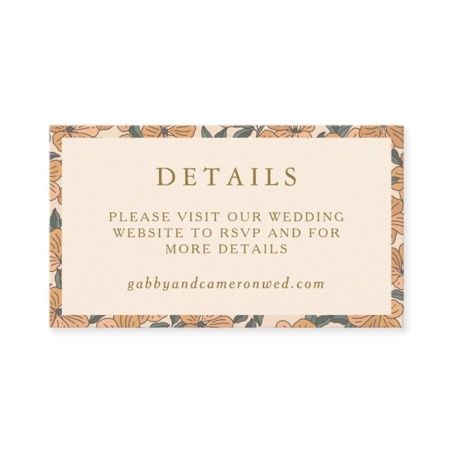 Modern Boho Neutrals Floral Wedding Website Enclosure Invitations