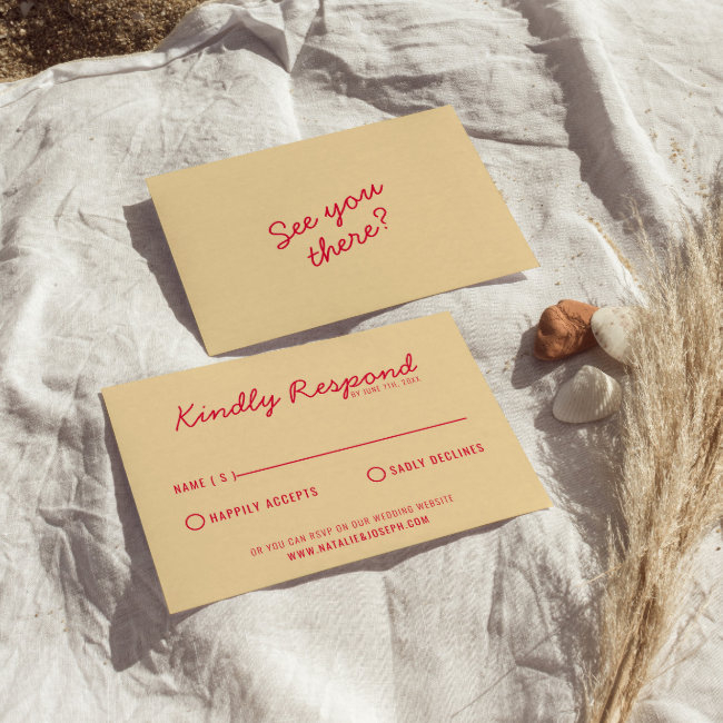 Modern Bright Colorful Retro Fun Funky Wedding Rsvp Invitations
