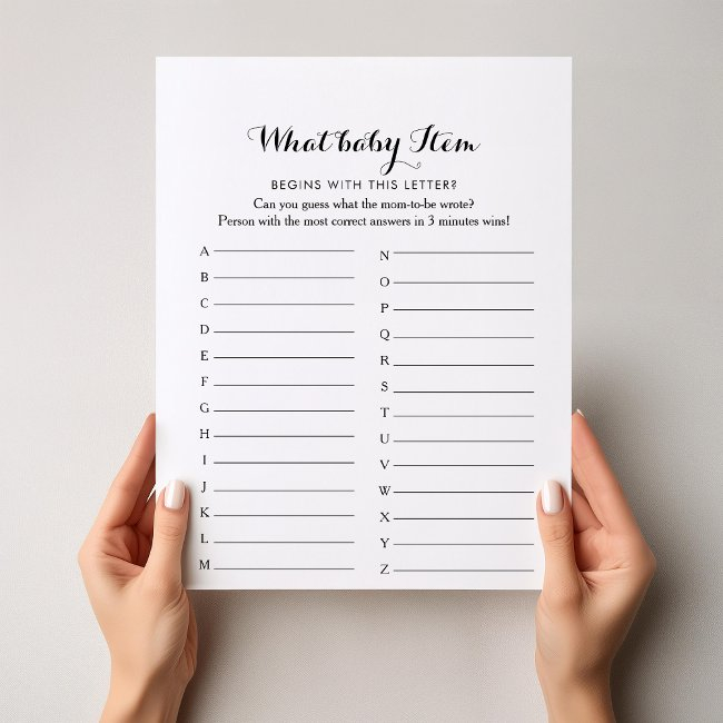 Modern Calligraphy Abc Baby Shower Game