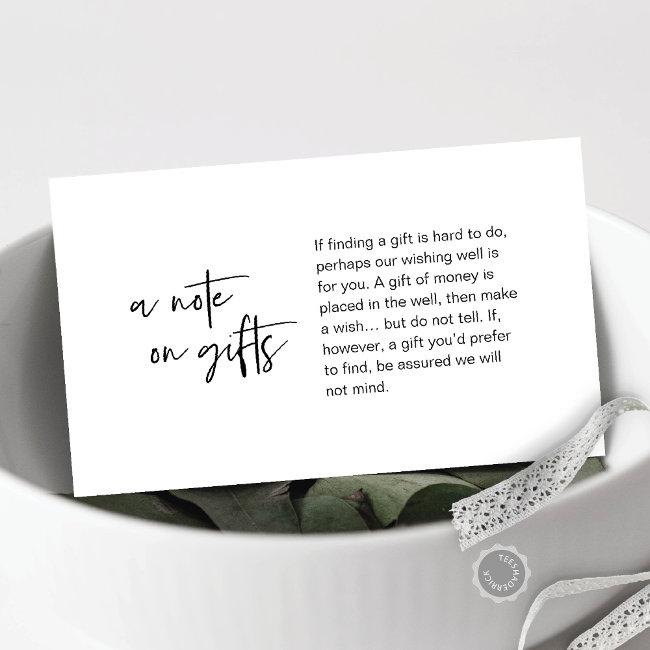 Modern Casual Elegance Wedding, A Note On Gifts Enclosure Invitations