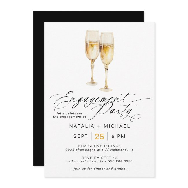 Modern Champagne | Cute Casual Engagement Party Invitation