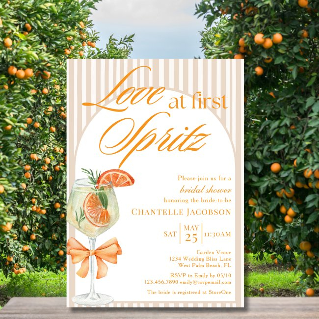 Modern Chic Love At First Spritz Bridal Shower Invitation