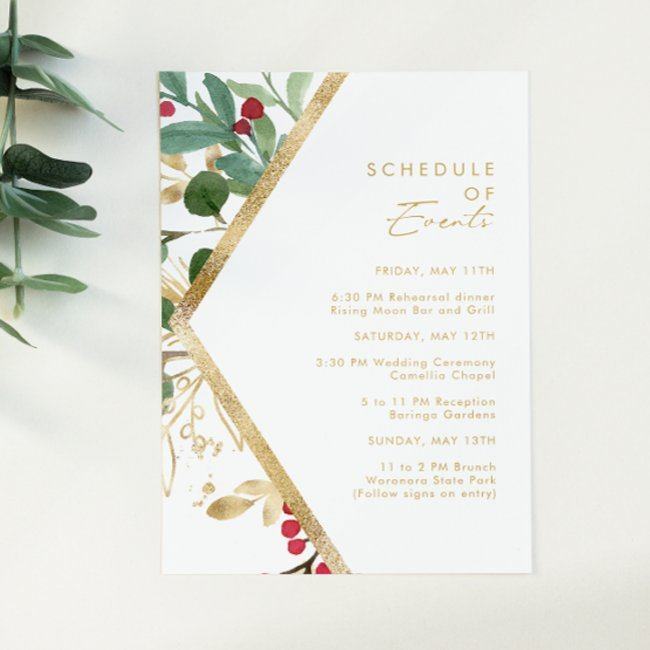 Modern Christmas Greenery | Schedule Of Events Enclosure Invitations
